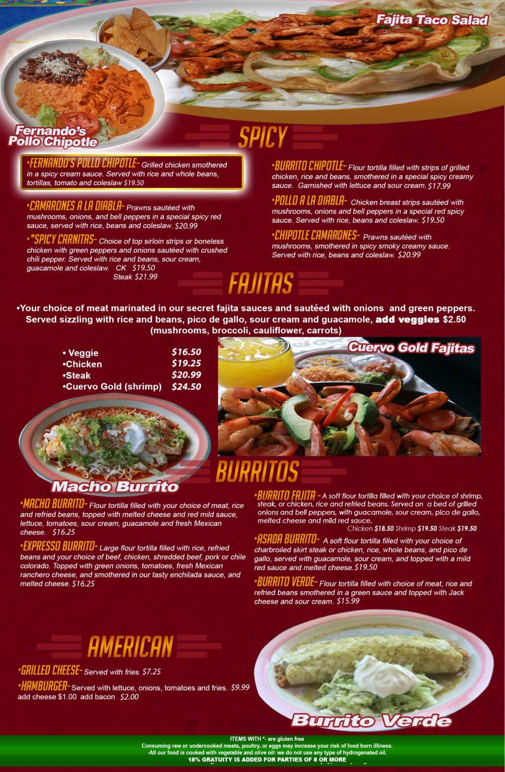 Menu – 5 Hermanos Restaurant